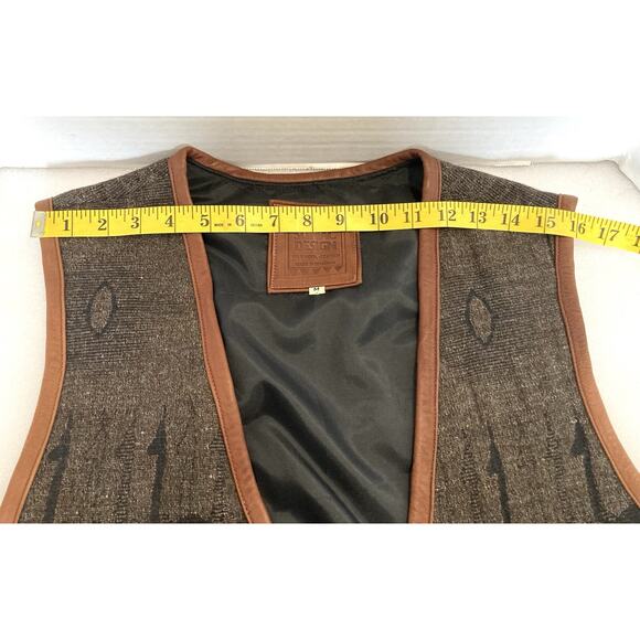 Sumac Design Vest Men’s Medium 100% Wool With Leather Trim Alpaca Designs - Picture 9 of 10